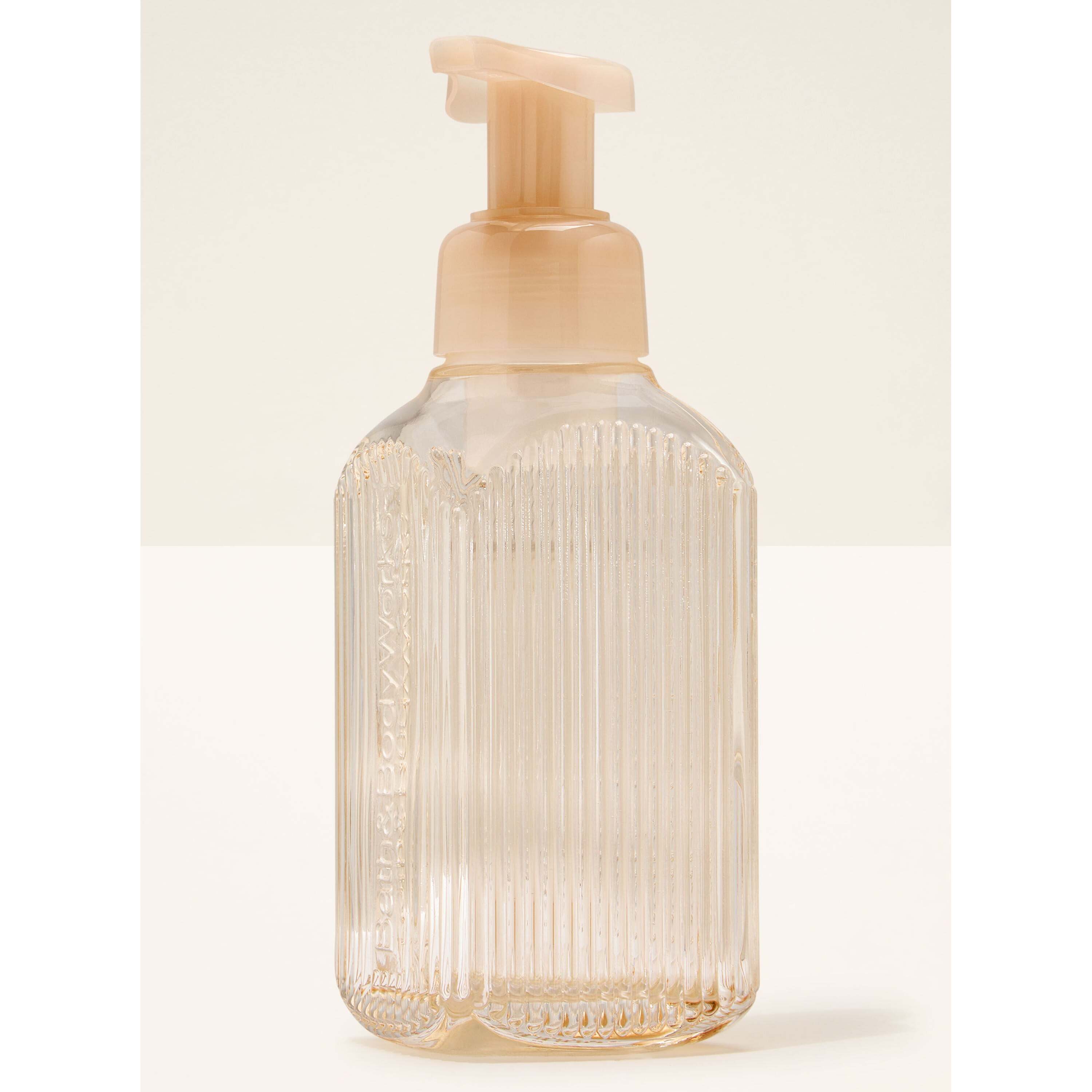 Cream Vertical Lines Gentle & Clean Foaming Hand Soap Dispenser